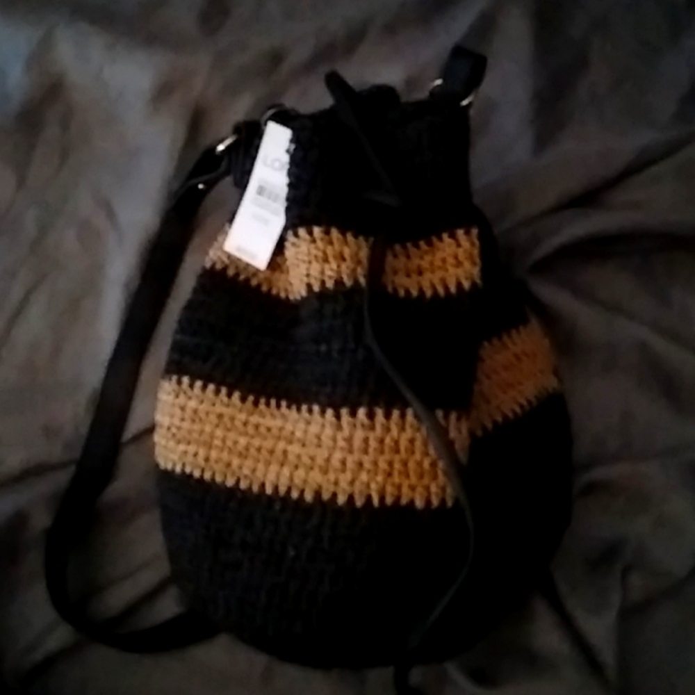 The Loft raffia hobo bag tan and brown